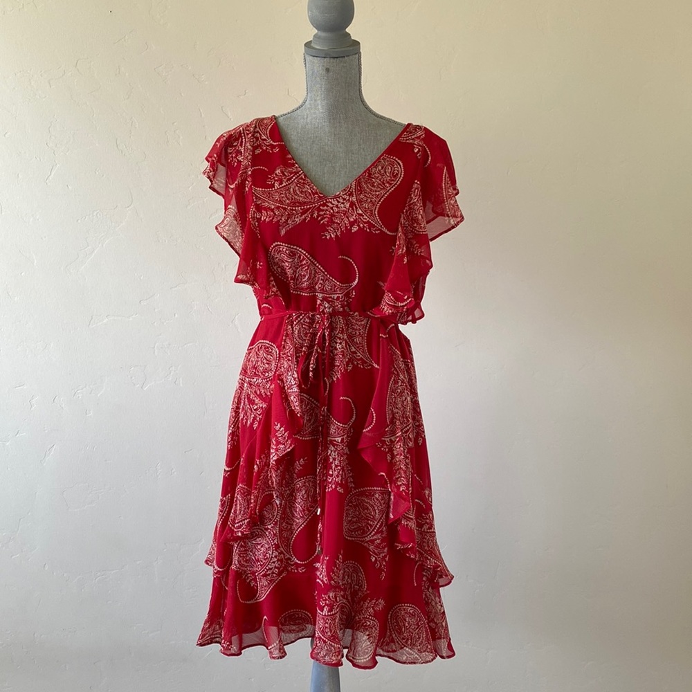 Tommy Hilfiger Midi Red Paisley Dress